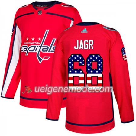 Herren Eishockey Washington Capitals Trikot Jaromir Jagr 68 Adidas 2017-2018 Rot USA Flag Fashion Authentic